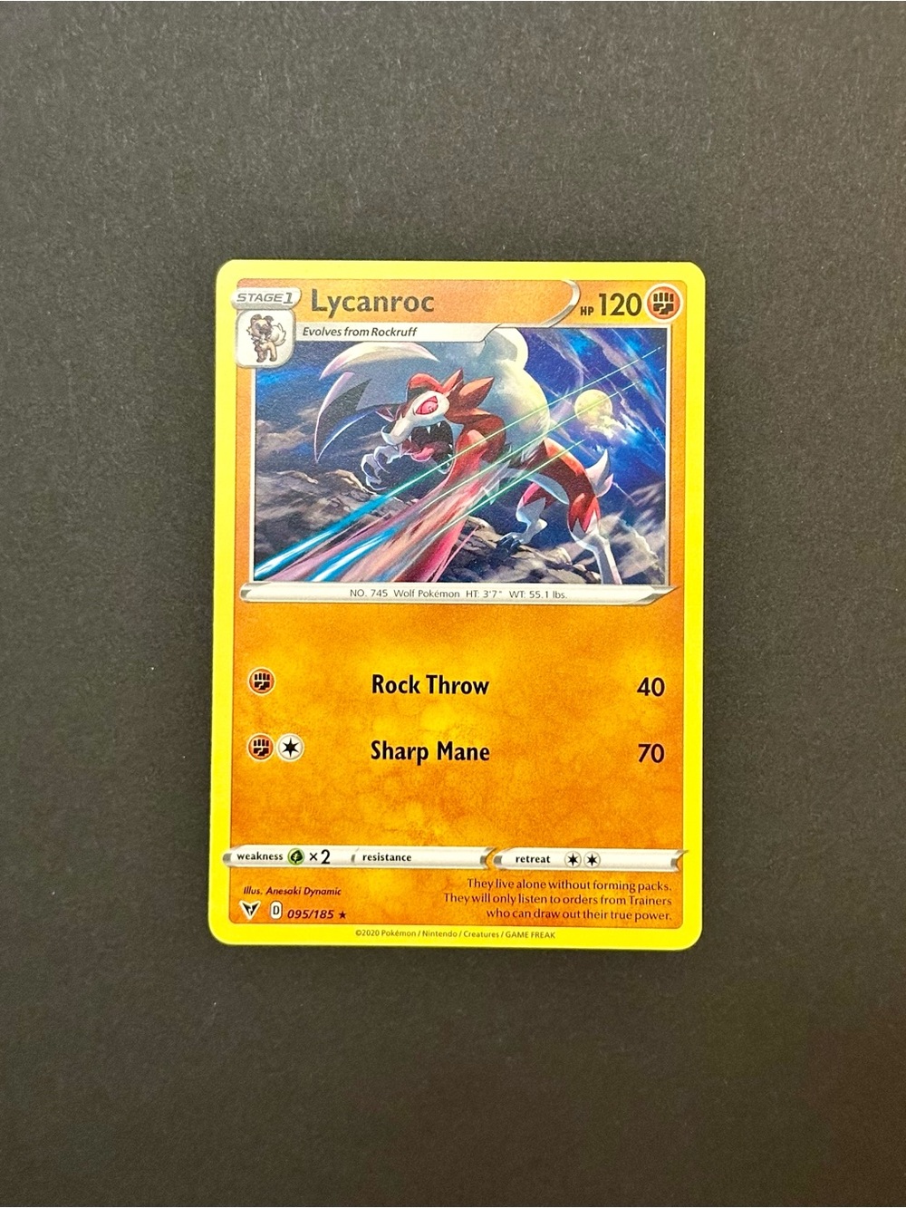 Lycanroc Pokémon Card - 095/185 Vivid Voltage